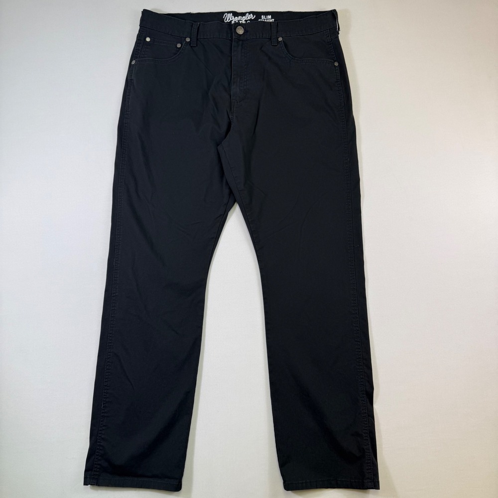 Wrangler Retro Slim Straight Pants Mens 38x32 Black Stretch Cotton Cowboy Rodeo